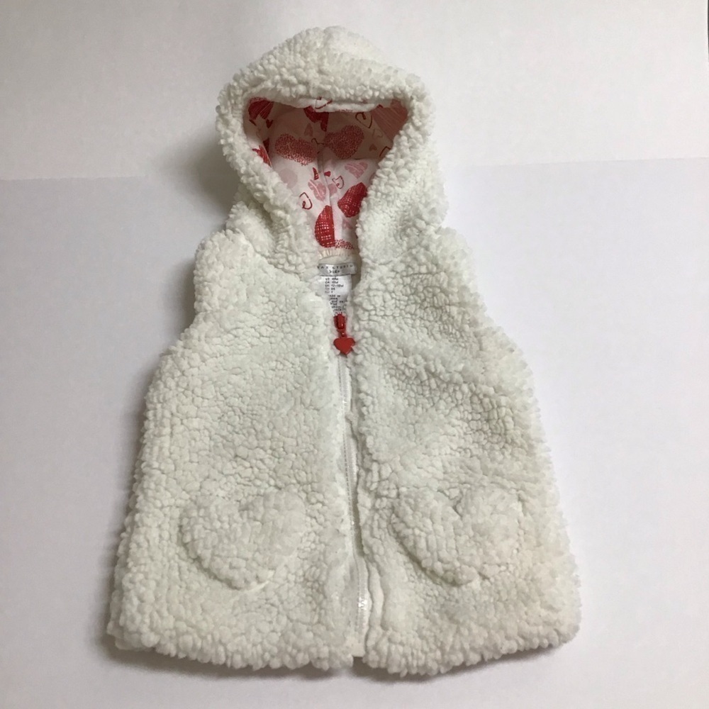 Valentine Red Hearts Vest Max Studio Kids Sherpa Zip Hoodie SZ 18 mos Toddler